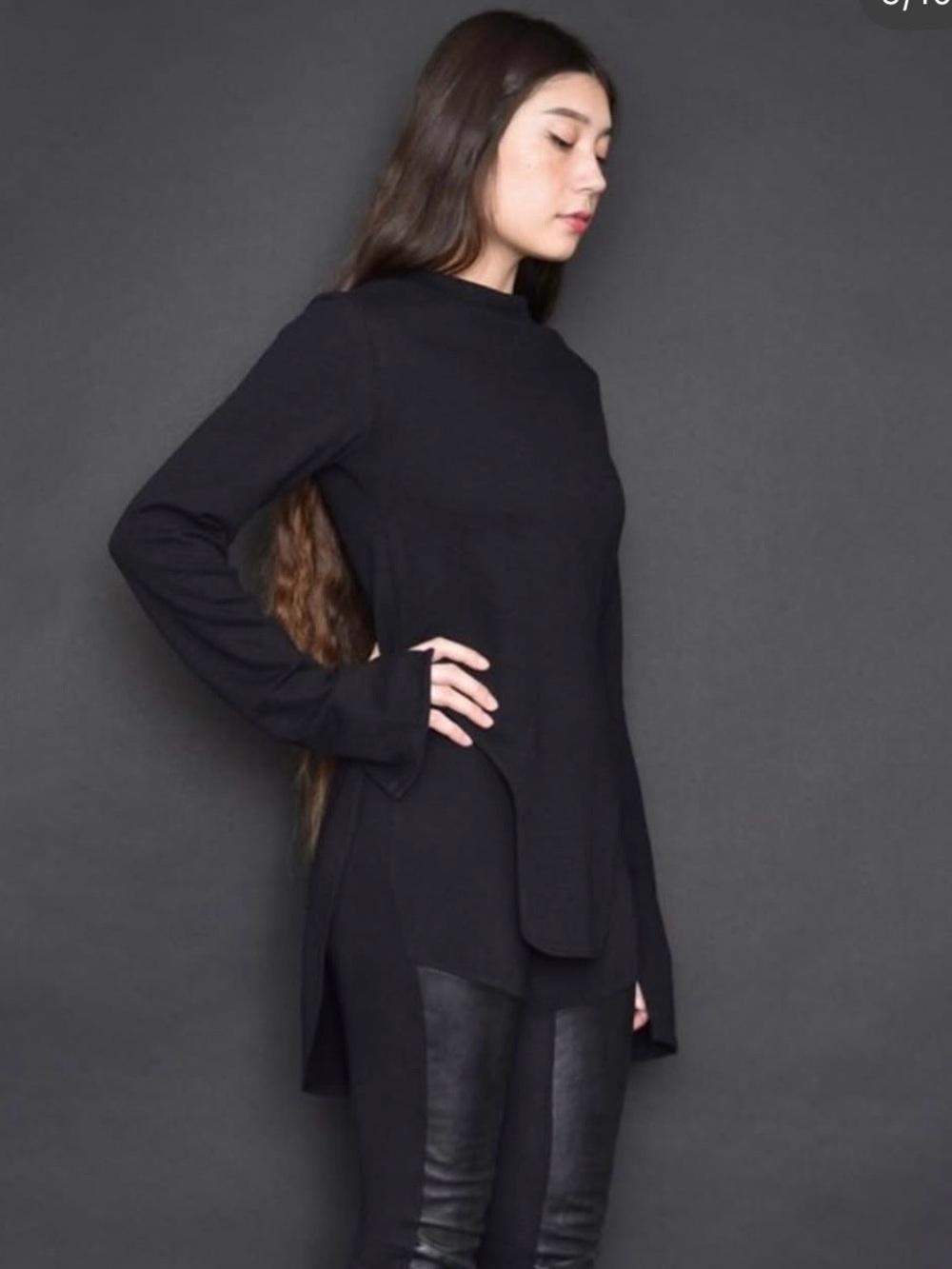 FW19: Tabard Pullover w/ Side Slits, black tunic top, Nuit, rare limited edition